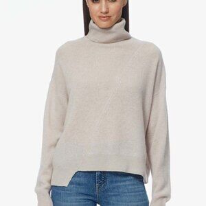 360 Cashmere Christine Cashmere Turtleneck Asymmetric Sweater in Oatmeal